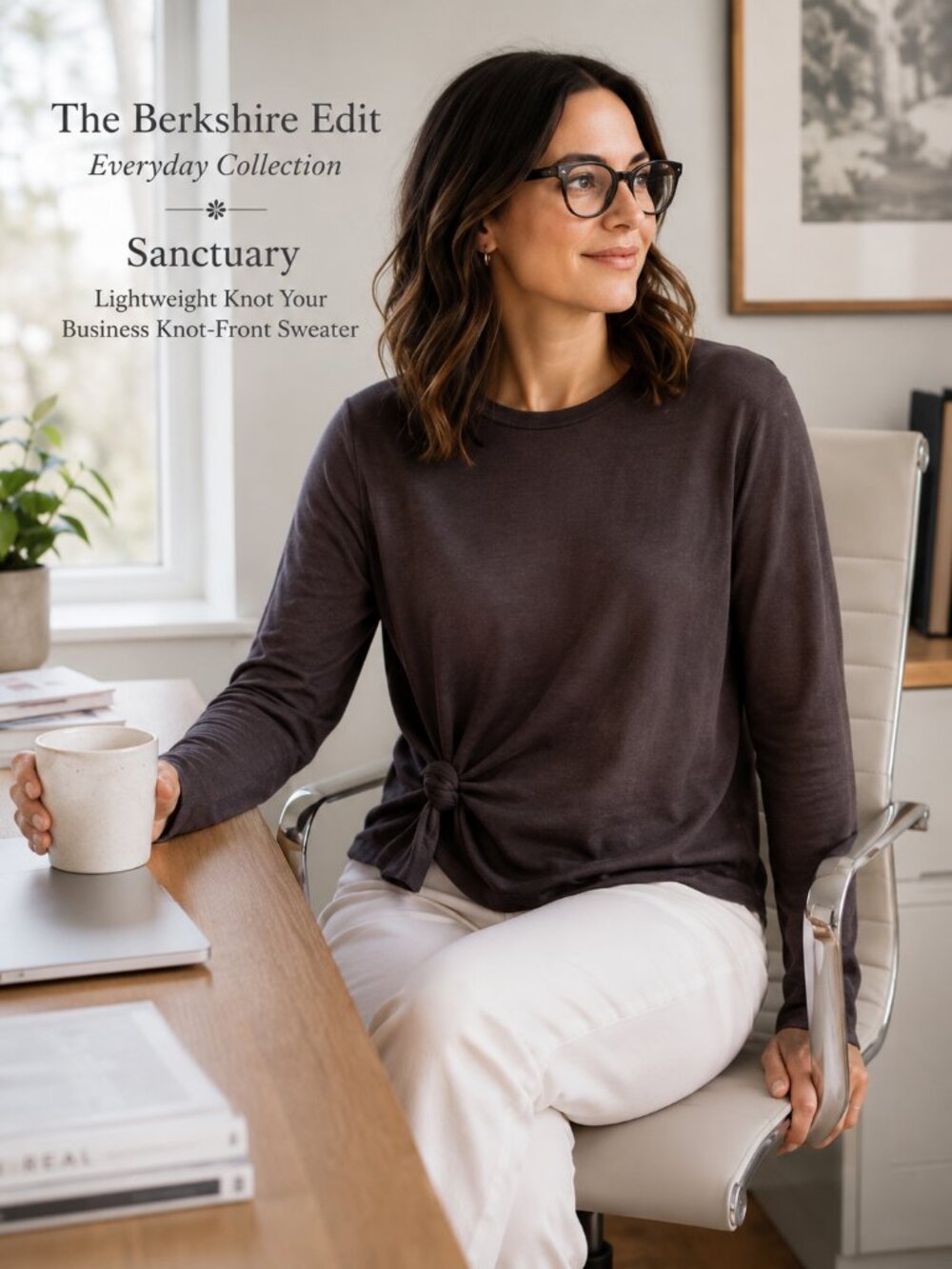 NWT Sanctuary Knot Your Business Black Knot Front Sweater Size Large